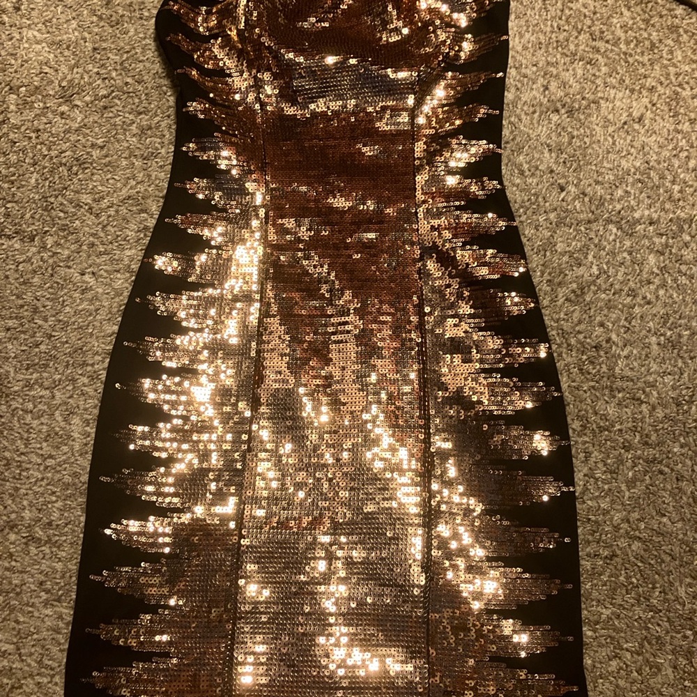 Forever 21 Brown Sequin Sleeveless Bodycon Dress size small